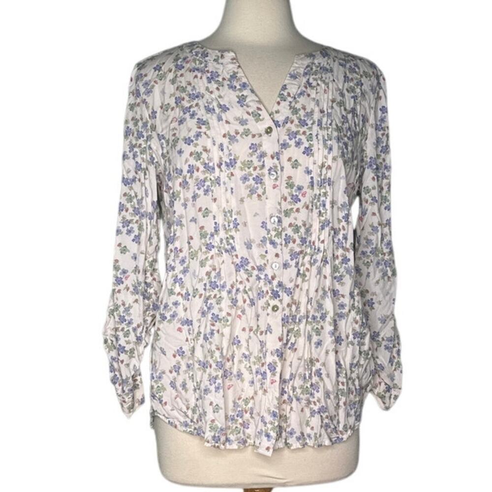Jane and Delancey Floral Button Front Lightweight Top Cottagecore Lavender PP2